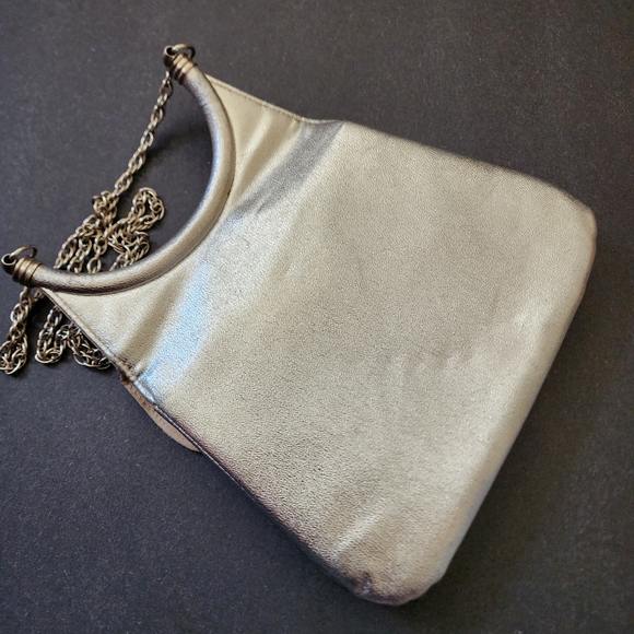70s Vintage Silver Metallic Lamé Purse Bag Mod Disco - Picture 4 of 15